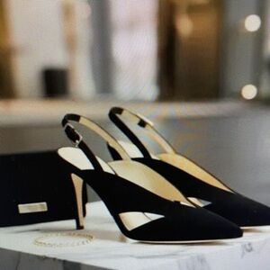 Free People Black Slingback Heels